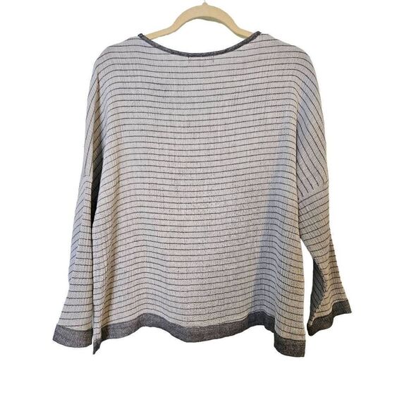Comfy USA 100% cotton  gray and white striped  oversized top. NWT. Size S. - Picture 2 of 5